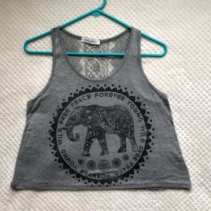 Grey Elephant Lace Crop Top